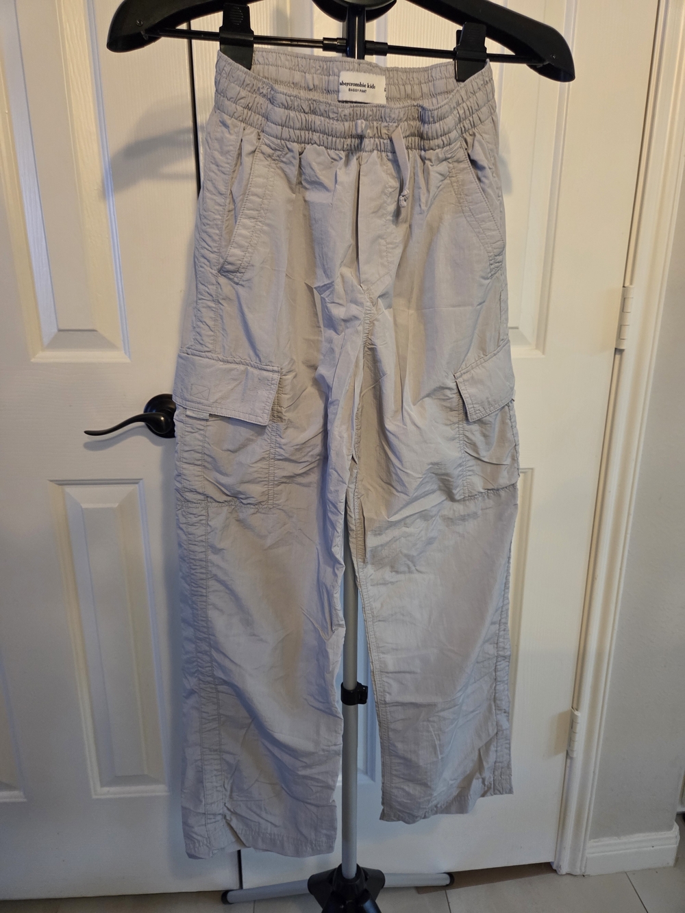 abercrombie kids Light Gray Cargo Pants with Elastic Waist